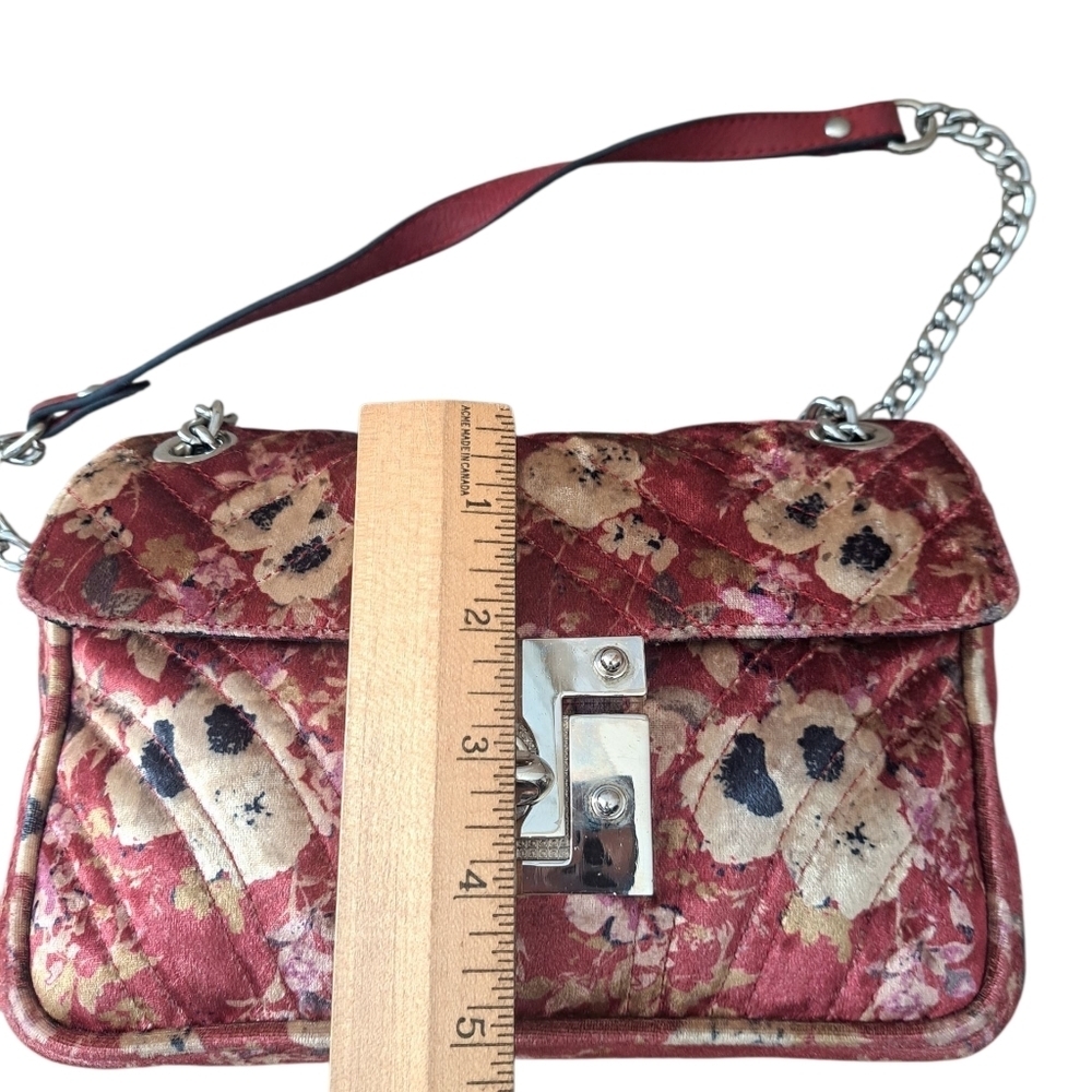 Vintage L'’Intervalle Floral Velvet Quilted Shoulder Bag Made in Spain Purse - Picture 12 of 13